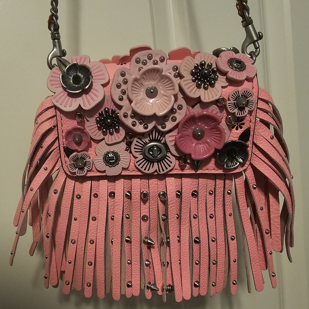 Coach 1941 Dinkier Wild Tea Rose Fringe Pink Crossbody